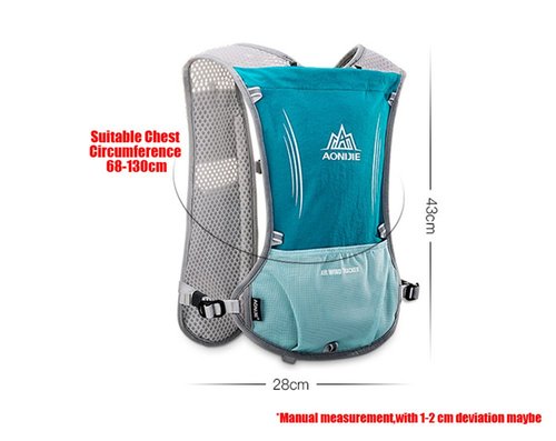 AONIJIE 5L Outdoor Sport Multifunctional Camping Backpack Cycling Running Climbing Hiking Hydration Vest Pack (Light Blue+1.5l Hydration Bladder)
