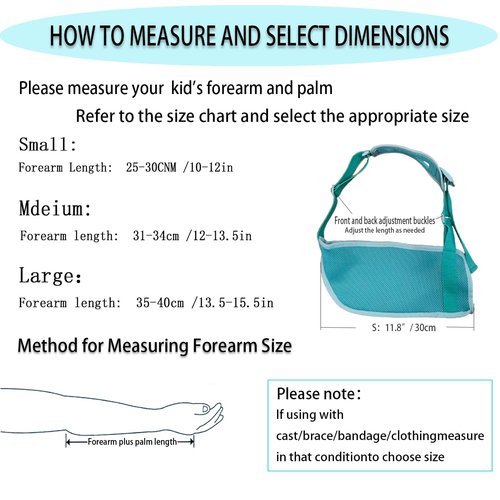 GZFQJJ Adjustable Kid's Arm Sling Suitable for shoulder injuries and post-operative rehabilitation Adjustable comfortable shoulder support Fits either arm (Blue, Small)