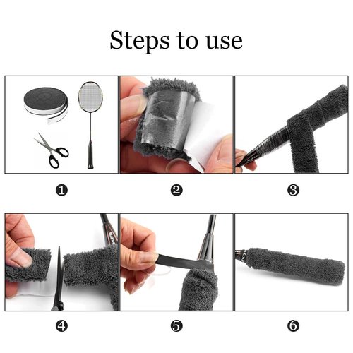 Ibluelover 16.4 Ft Badminton Tennis Towel Grip Tape Non Slip Racquet Handle Wrap Absorbent Racket Overgrip Roll Tennis Racket Sweatband for Outdoors