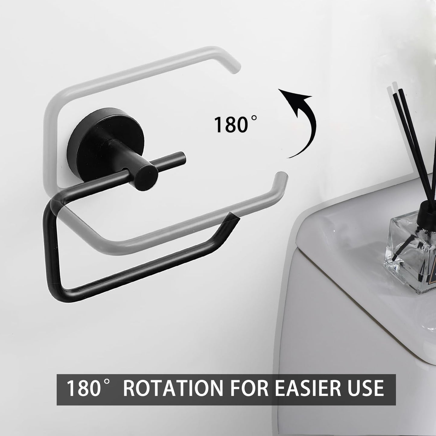 Toilet Paper Holder, Premium 304 Stainless Steel Paper Towel Holder, Toilet Paper Roll Dispenser Bathroom 5.5" TP Holder for Kitchen Washroom (Matte Black)