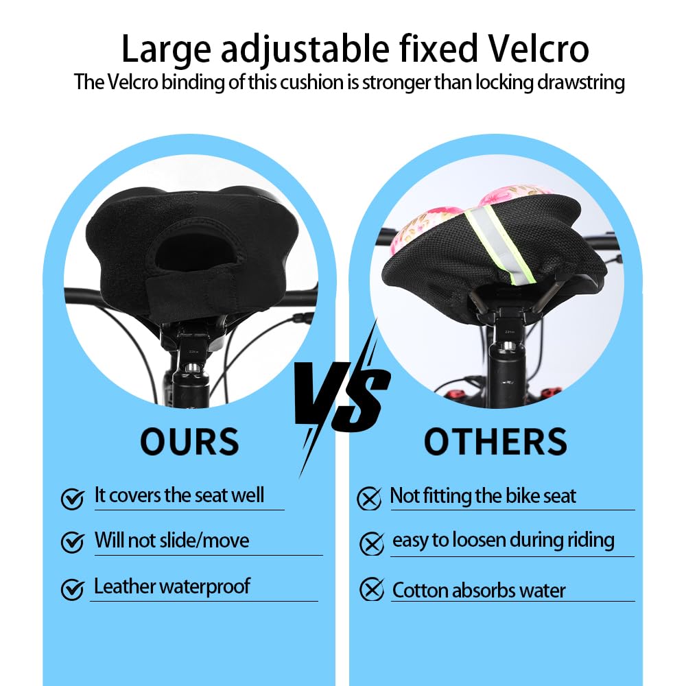 TOSUOD Bike Seat Cover Gel Padded Bicycle Seat Cover for Men Women Narrow Bike Seat Cushion Comfort Foma Bicycle Seat Cushion for Outdoor & Indoor(11"x7")