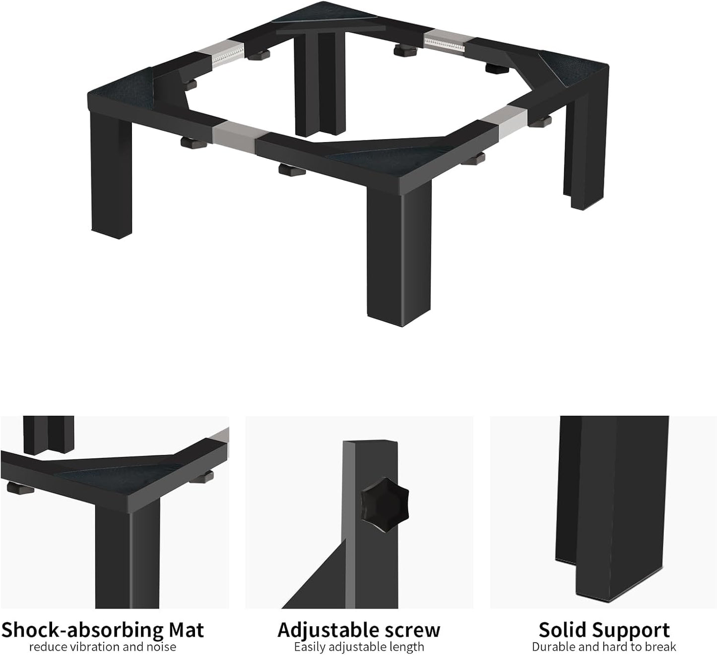 Heavy Duty Stainless Steel Mini Fridge & Washer Dryer Stand with 4 Strong Feet - Universal Appliance Base (Large)