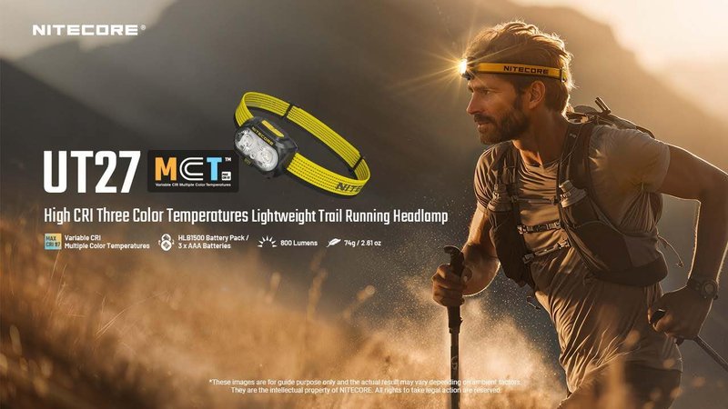 Nitecore UT27 MCT Pro 800 Lumen Running Headlamp USB-C Rechargeable Dual Power with 3 Color Temperatures Red Light Lightweight Trail Hiking Camping Sticker (Black)