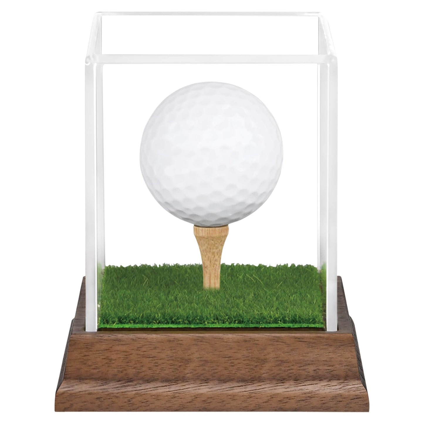 Golf Ball Display Case Hole in One Golf Ball Display Case Walnut Wood Base Acrylic Golf Ball Holder Display Uv Protection Golfball Stand,Golf Office Decor Gifts for Men