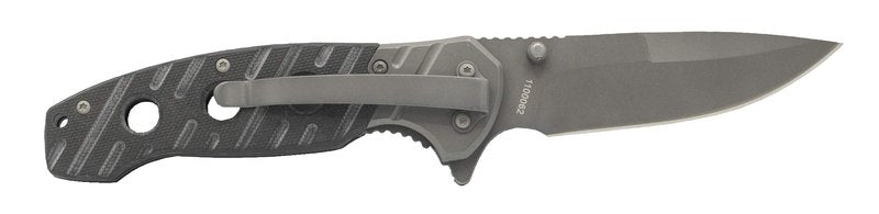 Smith & Wesson 7.75in Ti-Nitride, High Carbon S.S. Folding Knife with 3.25in Drop Point Blade and G10 Aluminum Handle for Outdoor Survival, Camping and EDC,Grey