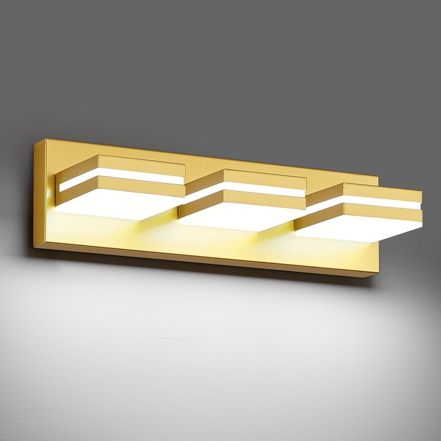 3-Light Modern LED Bathroom Vanity Light Fixture - Black Metal & Acrylic, 16-inch Over Mirror Lighting