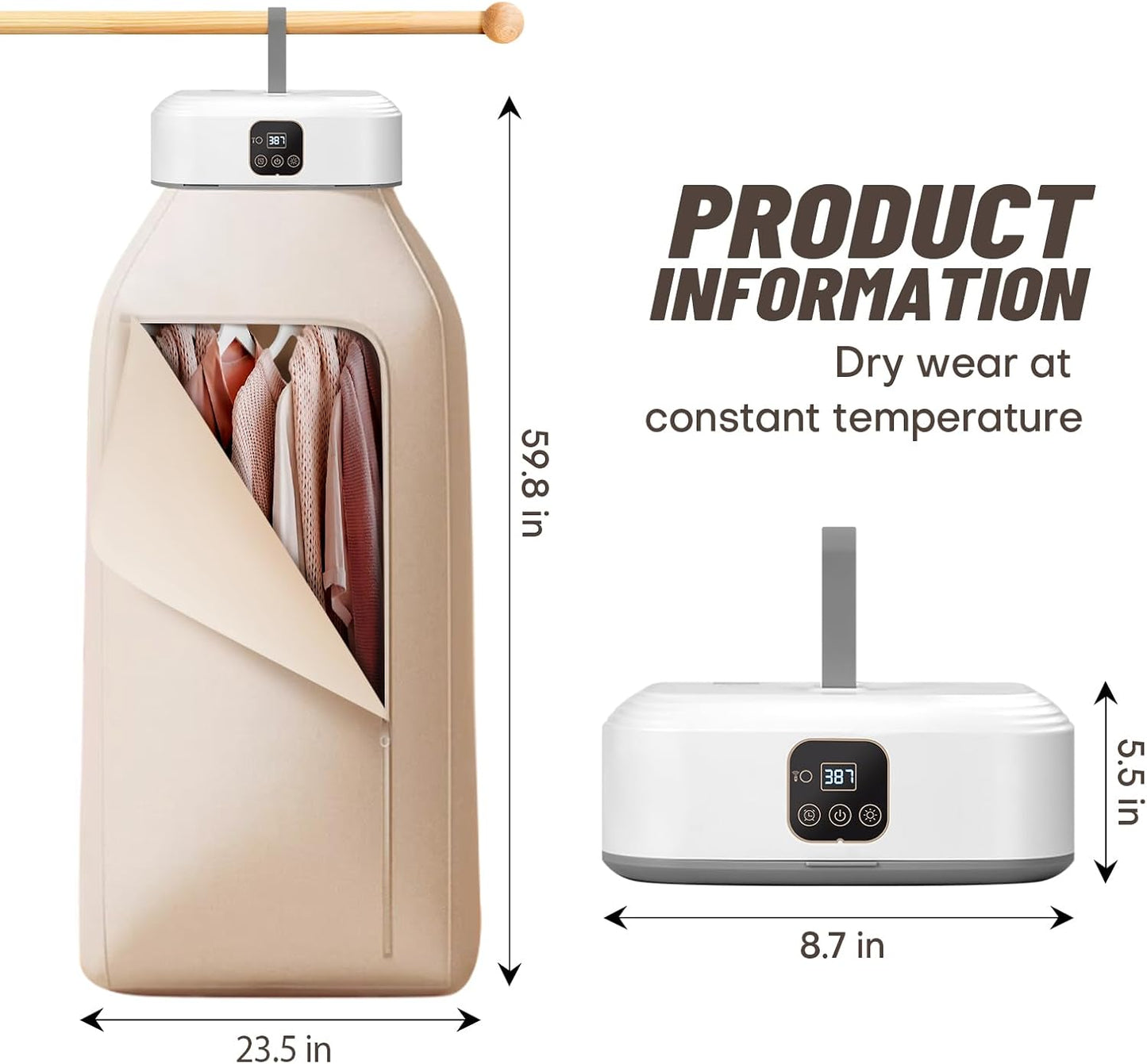 Portable Mini Clothes Dryer with Remote Control - Compact Electric Drying Machine for Travel & Home