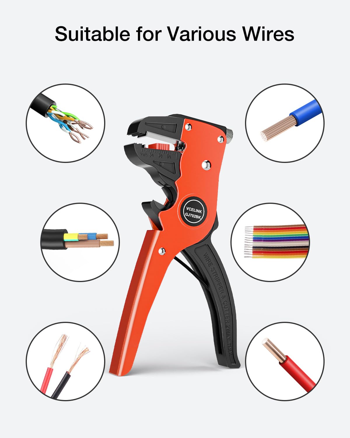 VCELINK Automatic Quickstrip Wire Stripper and Cutter, Professional Quick Strip Wire Stripper, 2 in 1 Adjustable Electrical Cable Wire Stripping Tool&Eagle Nose Self-Adjusting Wire Pliers, Black
