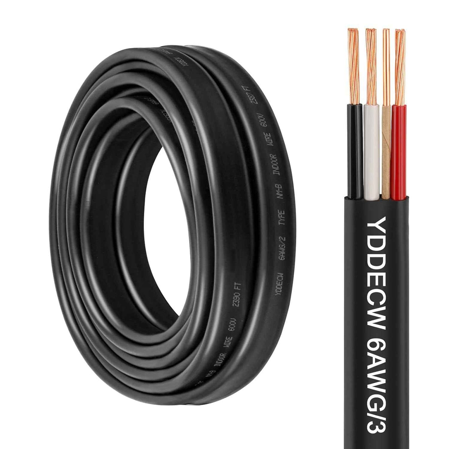 14 Gauge NM-B Wire with Ground - 50FT Pure Copper Indoor Electrical Cable for Outlets & Switches