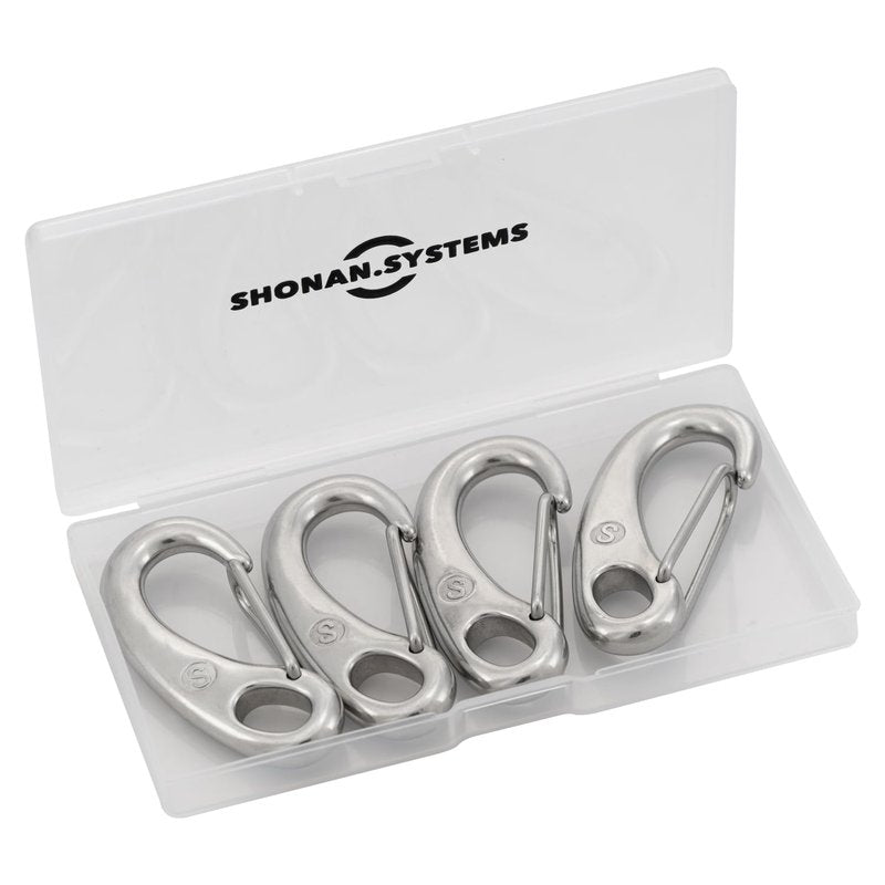SHONAN 2.75 Inch Marine Carabiner Clips, 4 Pack Stainless Steel 316 Clips Boat Fender Hooks, Snap Hooks for Bucket, Camping, and Hiking 160 Lbs