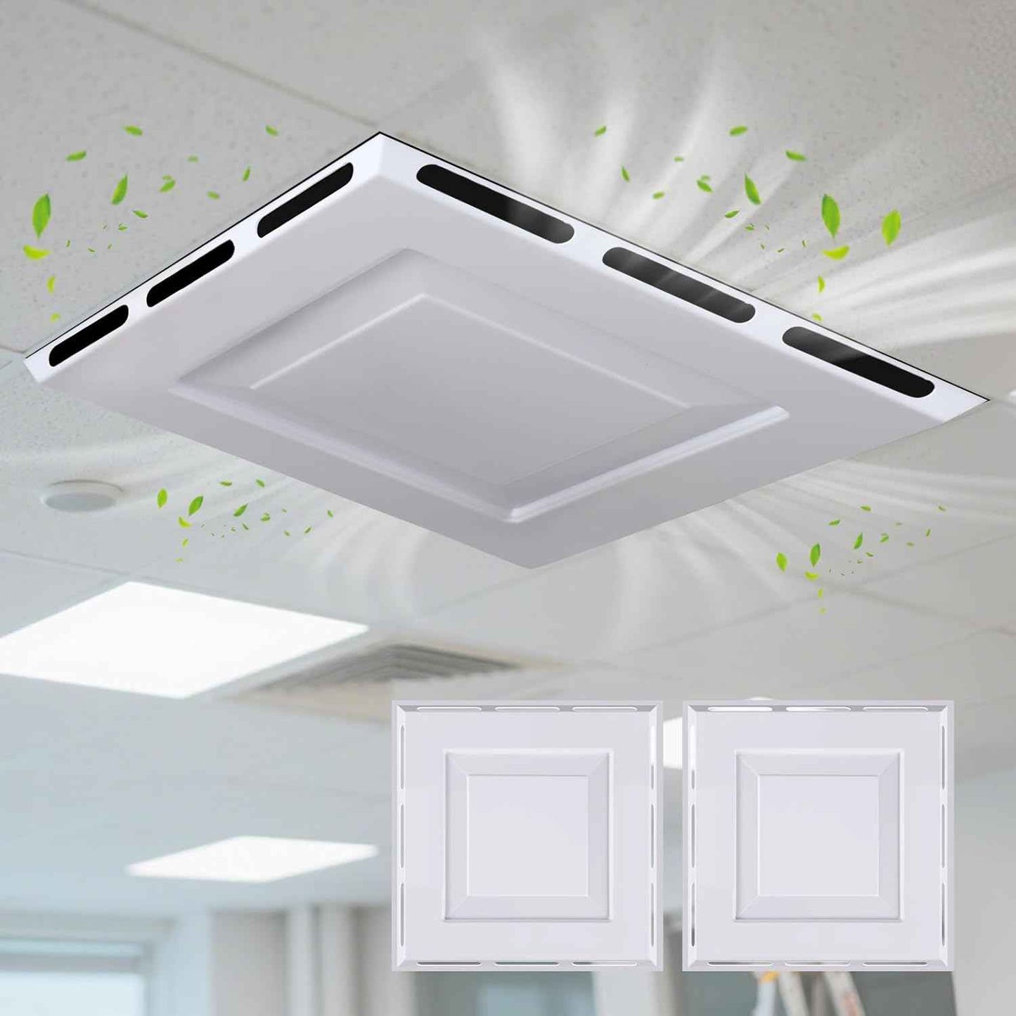 24x24 Ceiling Vent Deflector - 4-Way Air Diverter for Drop Ceilings, No Tools Needed