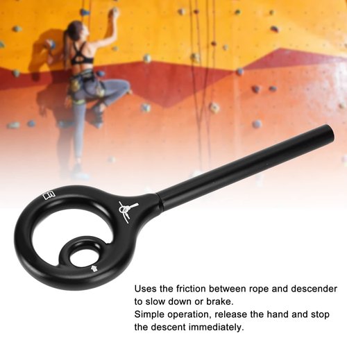 KLLJRFW 9 Rescue Figure, 9 Shape Rigging Descender Anti Falling Outdoor Climbing Gear Speed Descent Device for Rock Climbing Belay and Rappelling Equipment (Black)