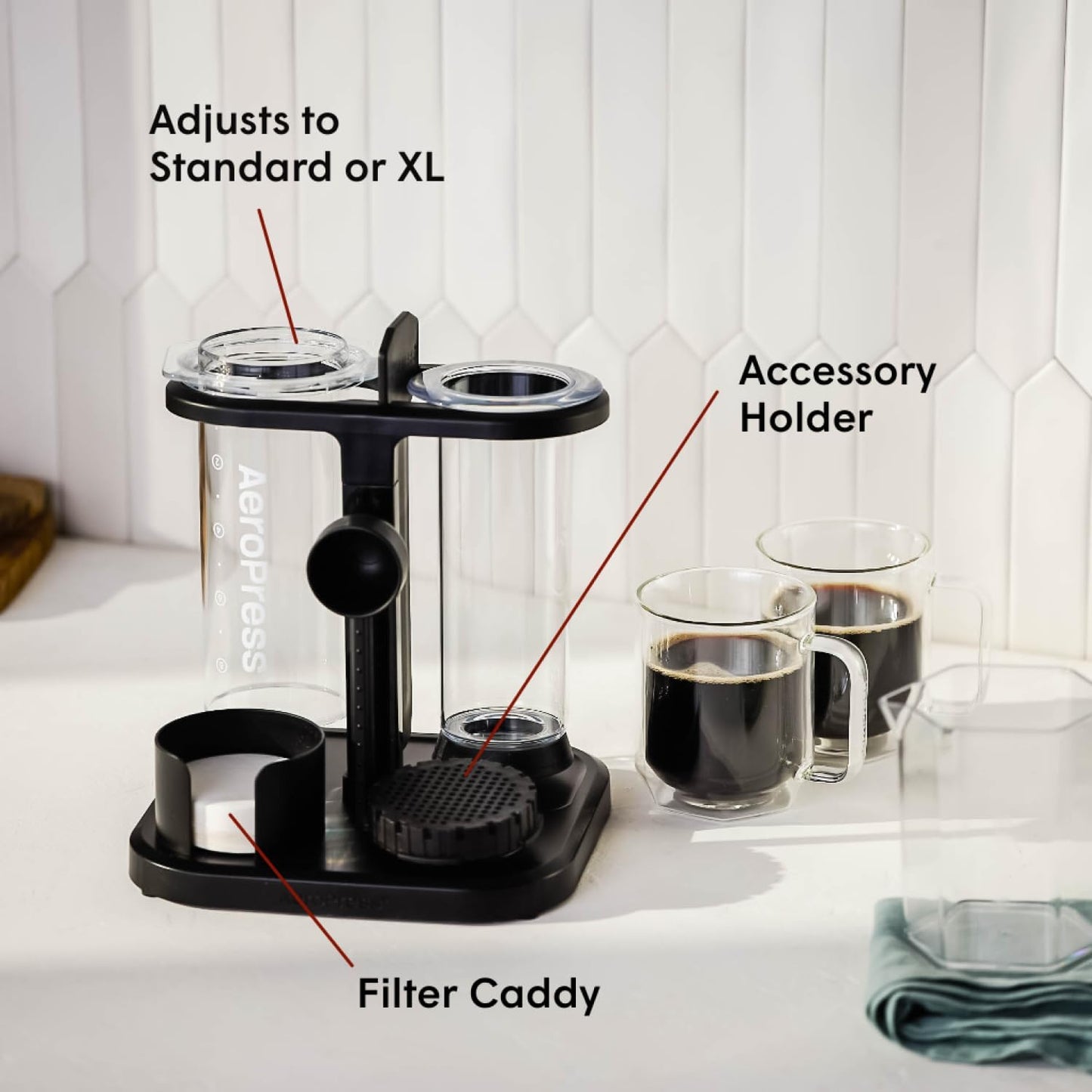 AeroPress Organizer Stand - Durable Coffee Bar Station & Compact Storage Solution for Manual Coffee Makers