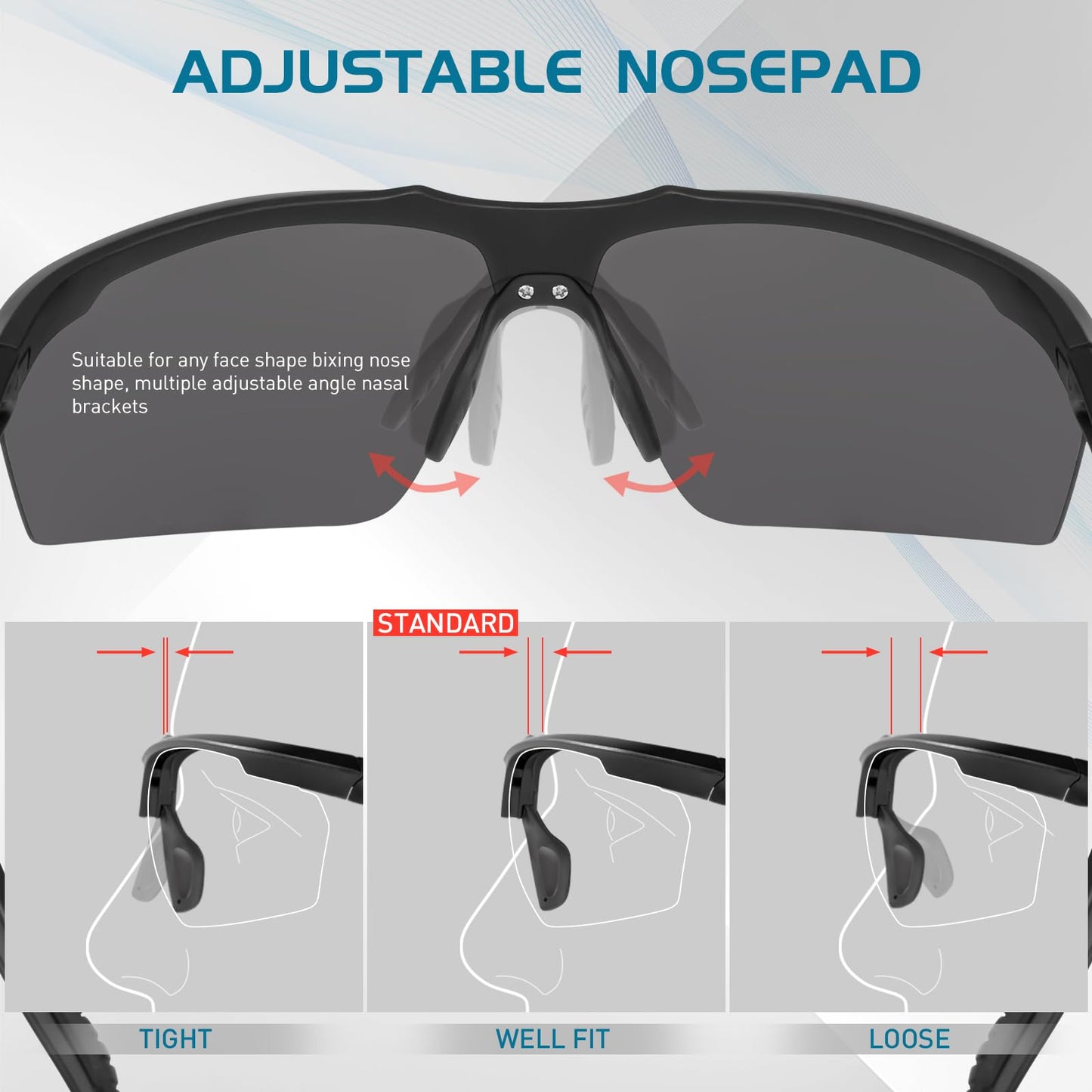 SCVCN Polarized Sports Sunglasses for Men Women Glasses Cycling Glasses Driving MTB Baseball Running Bicycle 04 silvery Black
