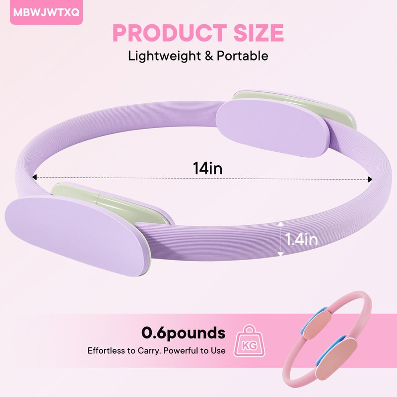 MBWJWTXQ Pilates Ring Fitness Circle – 14 Inch Magic Circle for Toning Arms, Thighs, Legs & Core (Workout Guide Included)