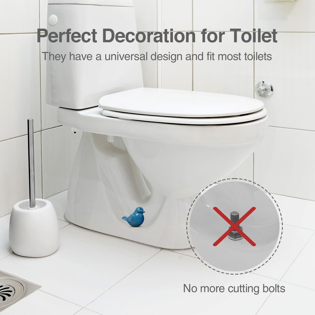 2pcs Toilet Bolt Caps, Tall Toilet Bolt Covers Decorative, Bird Replacement Toilet Screw Cover Caps, No Need to Cut The Bolt and No Tools Required - Universal Fit