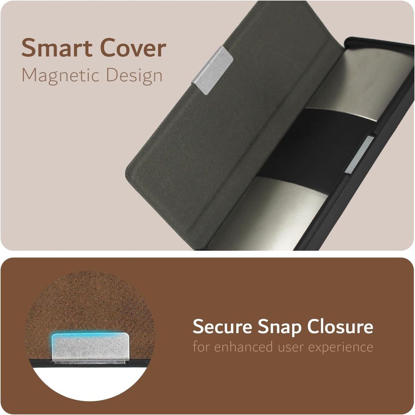 TUDIA Travel Leather Case for KardiaMobile 6L - Durable Slim Design with Magnetic Closure & Key Holder | Brown