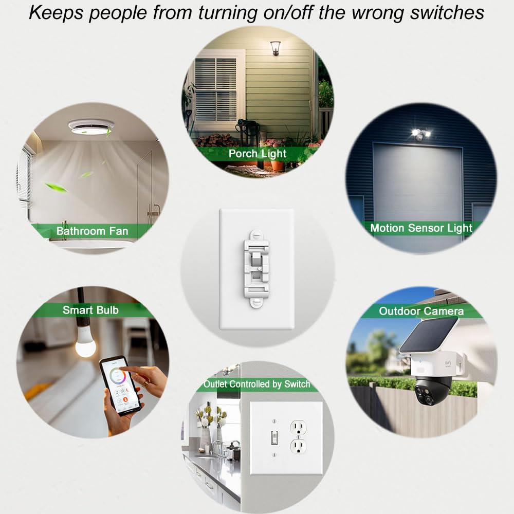 Light Switch Cover Guard,Toggle Lightswitch Coverplate Lock,Child Proof Light-Switch Plate Cover Prevents Kids or Accidental Turned On/Off (Gross White, 8 Pack)