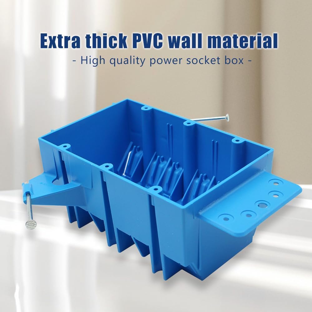 3-Gang PVC New Work Electrical Box,5-7/8-Inch Length by 3-2/3-Inch Width by 2-3/4-Inch Depth, Switch and Outlet Box Three Gang with Nail for Residential 1pc