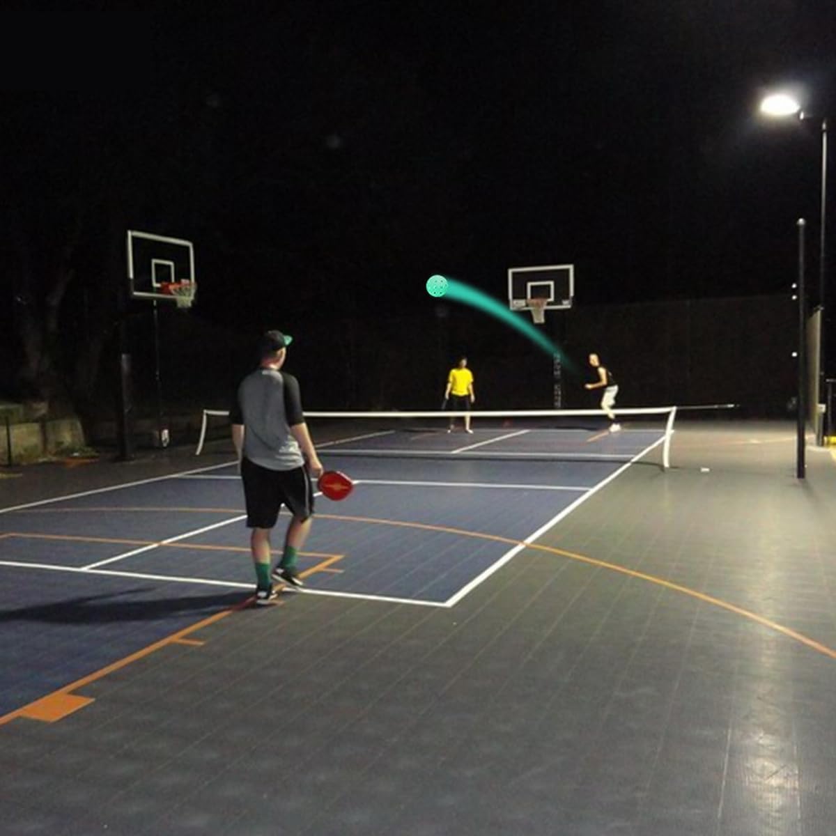 Aolowewin Bucket Toss Golf Balls, Yard Toss Games Balls, Pickleball Ball, Glow in The Dark, Fluorescence Fluorescent Glow, Play at Night and Day, 4-Pack with Mesh Bag