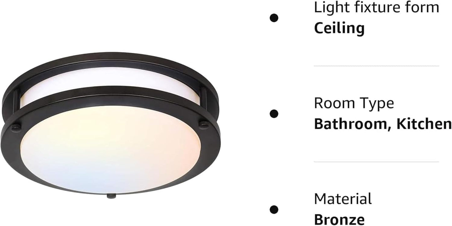 Adjustable 13-Inch Gold LED Flush Mount Ceiling Light Fixture - Dimmable 2700K-5000K for Hallway, Bathroom & Kitchen (2-Pack)