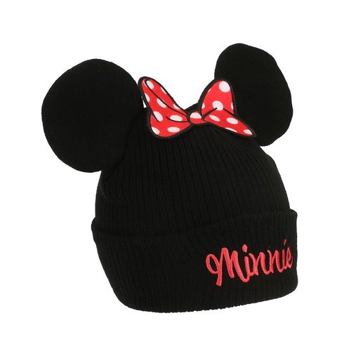 Bioworld Minnie Mouse Bow with Ear Poms Cuff Beanie