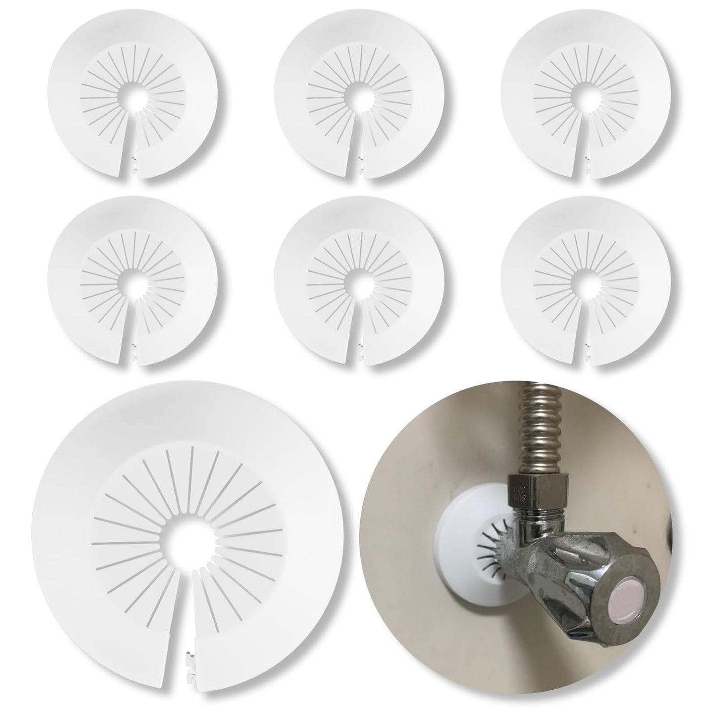 6 PCS Plumbing Cover Plates Plastic Escutcheon Plate Flange Pipe Covers for Bathroom (Apply to 2.2" to 2.95")