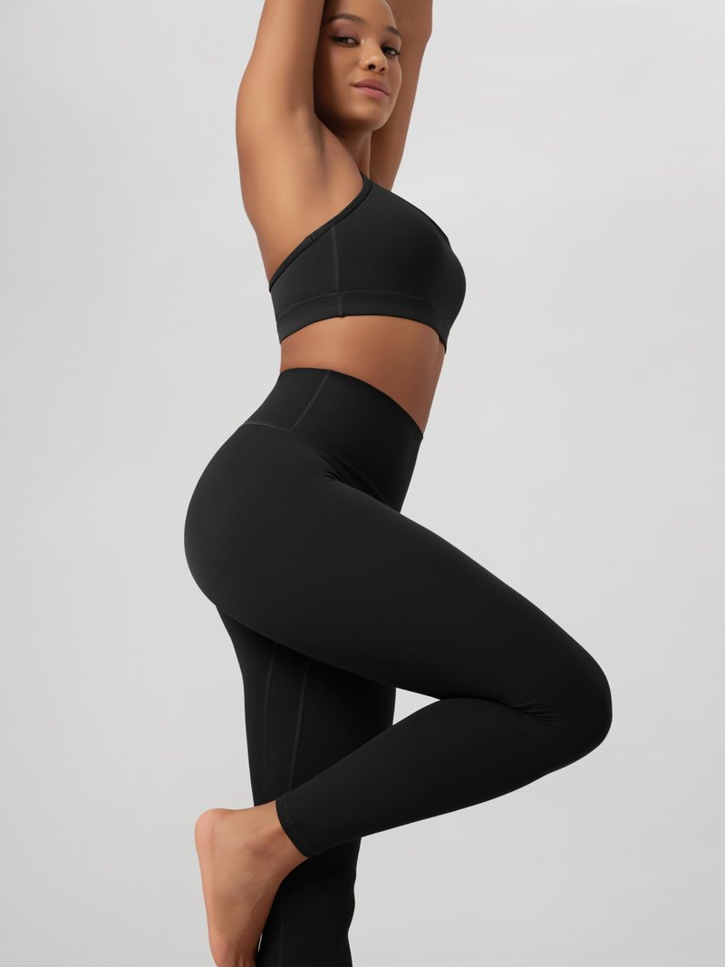 ODODOS No Front Seam 7/8 Length Yoga Leggings for Women - 25" High Waist Buttery Soft Lounge Yoga Pants, Black, Small