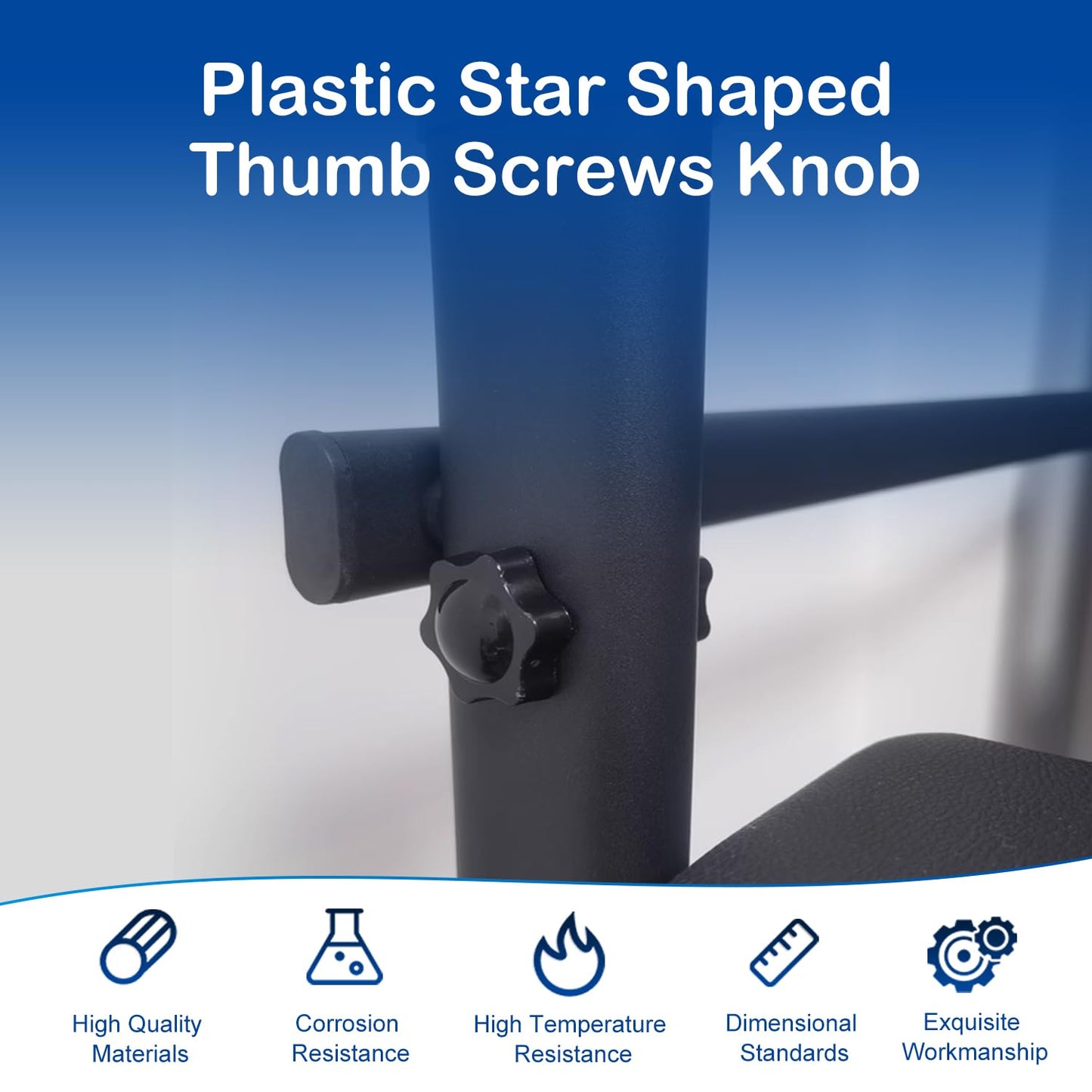 MroMax 10Pcs 1/4"-20 x 1 Threaded Knurled Thumb Nuts, Black Plastic Knobs Clamping Screws, Grip Knob Screw for Replacing Umbrella Base