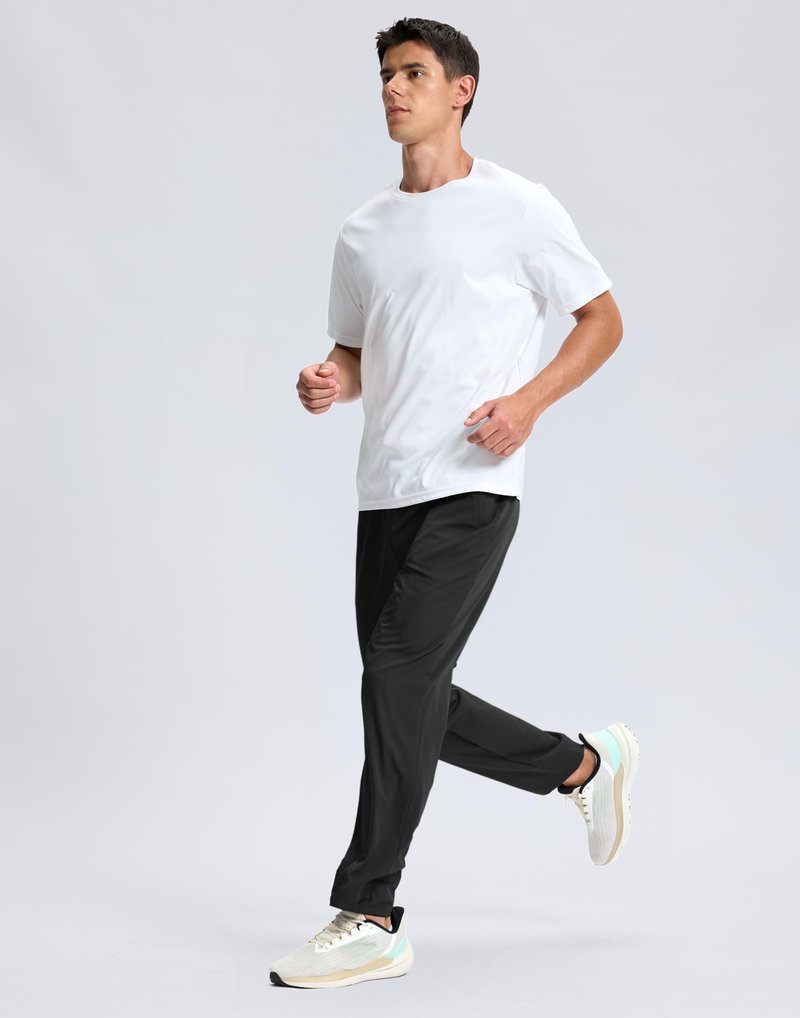 G Gradual Men's Lightweight Pants with 3 Zipper Pockets Athletic Workout Sweatpants Quick Dry Running Hiking Pants for Men Black L