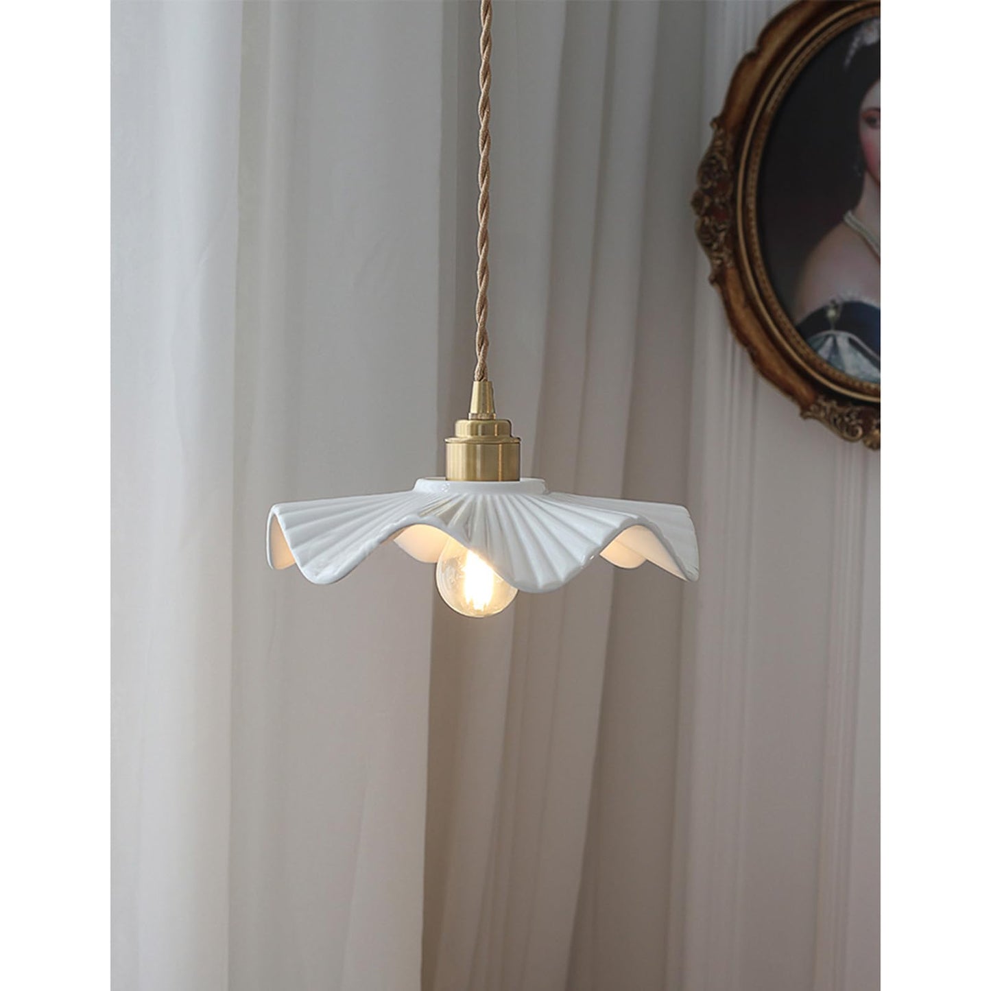 H XD GLOBAL E26 Modern Minimalist Creative White Ceramic Pendant Light Chandelier, Dining Room Hanging Lamp, Bedroom Bedside Bar Hanging Light,Living Room Pendant Lamp