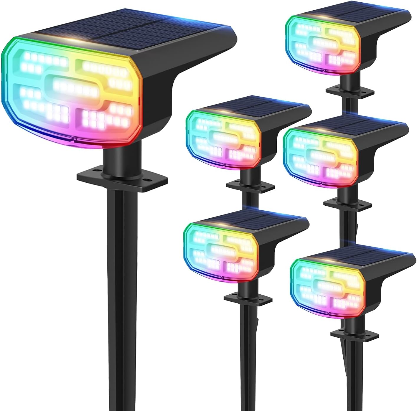 Super Bright Solar Spot Lights - 6 Pack, Waterproof IP65, 2 Color Temperatures, 4 Modes for Outdoor Landscape