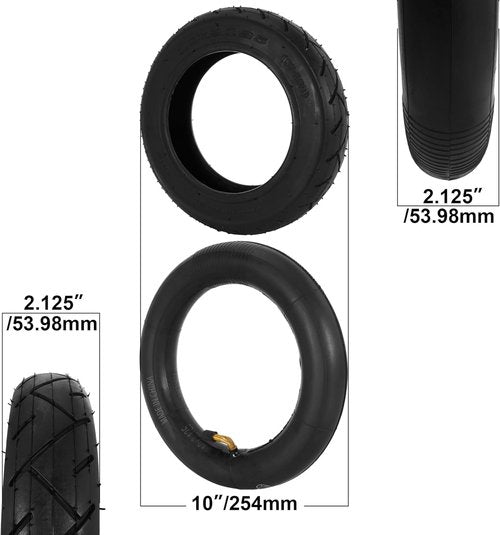 10x2.125 Tire and Inner Tube with 0° Valve Stem Compatible with Self Balancing Scooter, Smart Electric Bike, Bicycle, Tricycle, Stroller Replacement Wheels for 10-inch Tires with 6-inch Rims