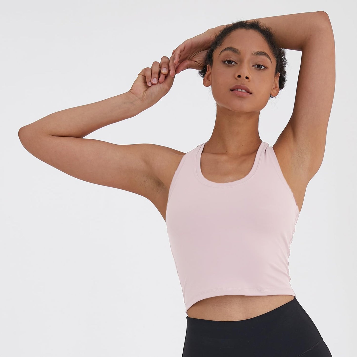 Women's Cropped Racerback Tank Tops Running Workout Tops Active Yoga Tops(Pink,4)