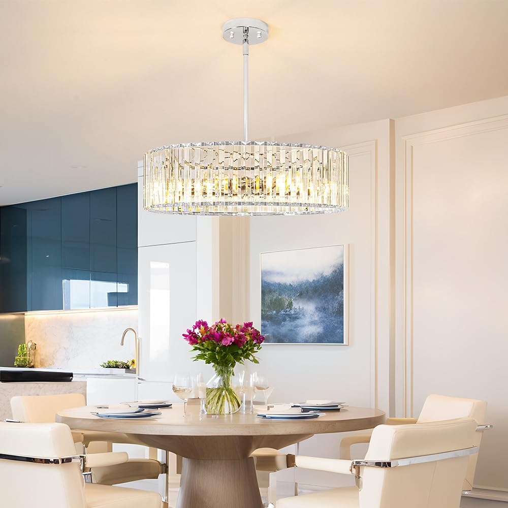 Modern Gold Crystal Ceiling Light Fixture - 11-Inch Semi Flush Mount Chandelier for Kitchen & Entryway