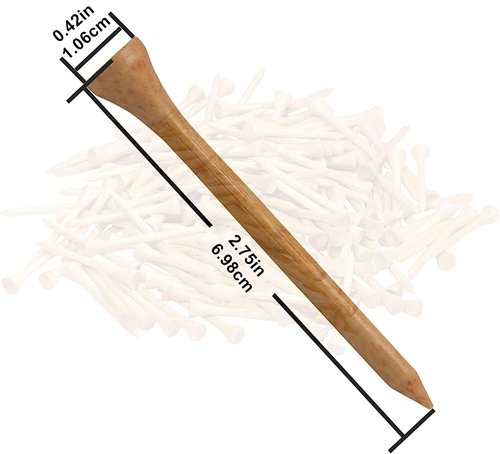 Baotkere 1000 Pcs Per Pack Natural Bamboo Golf Tees. 2.75 Inch (7cm) Length Stronger Than Wood No Side Spin Friction. PGA Approved for Professional Player's Tournament or Beginner's Trainning.