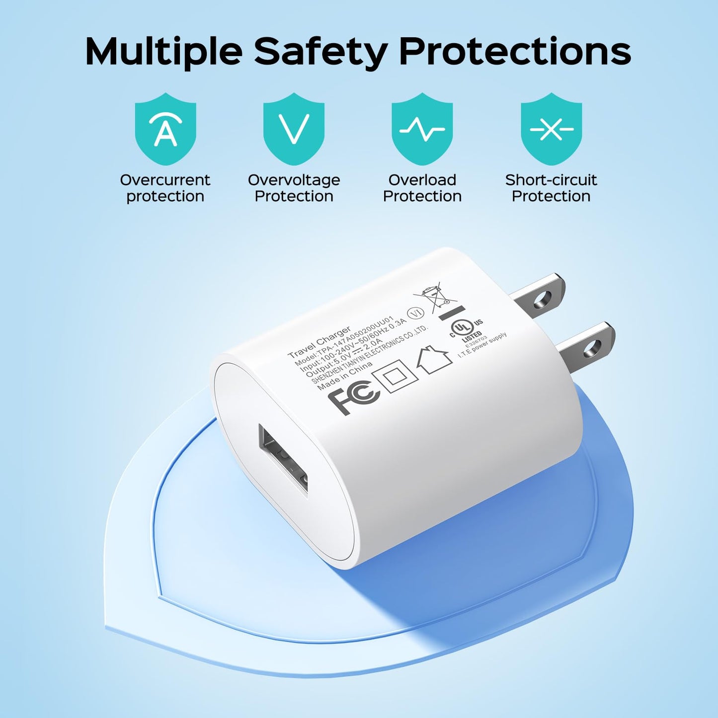 COSLUS Wall Adapter for COSLUS All Water Dental Flosser, Nail Drill and Facial Cleansing Brush Face Scrubber, 5V/2A USB-A Adapter