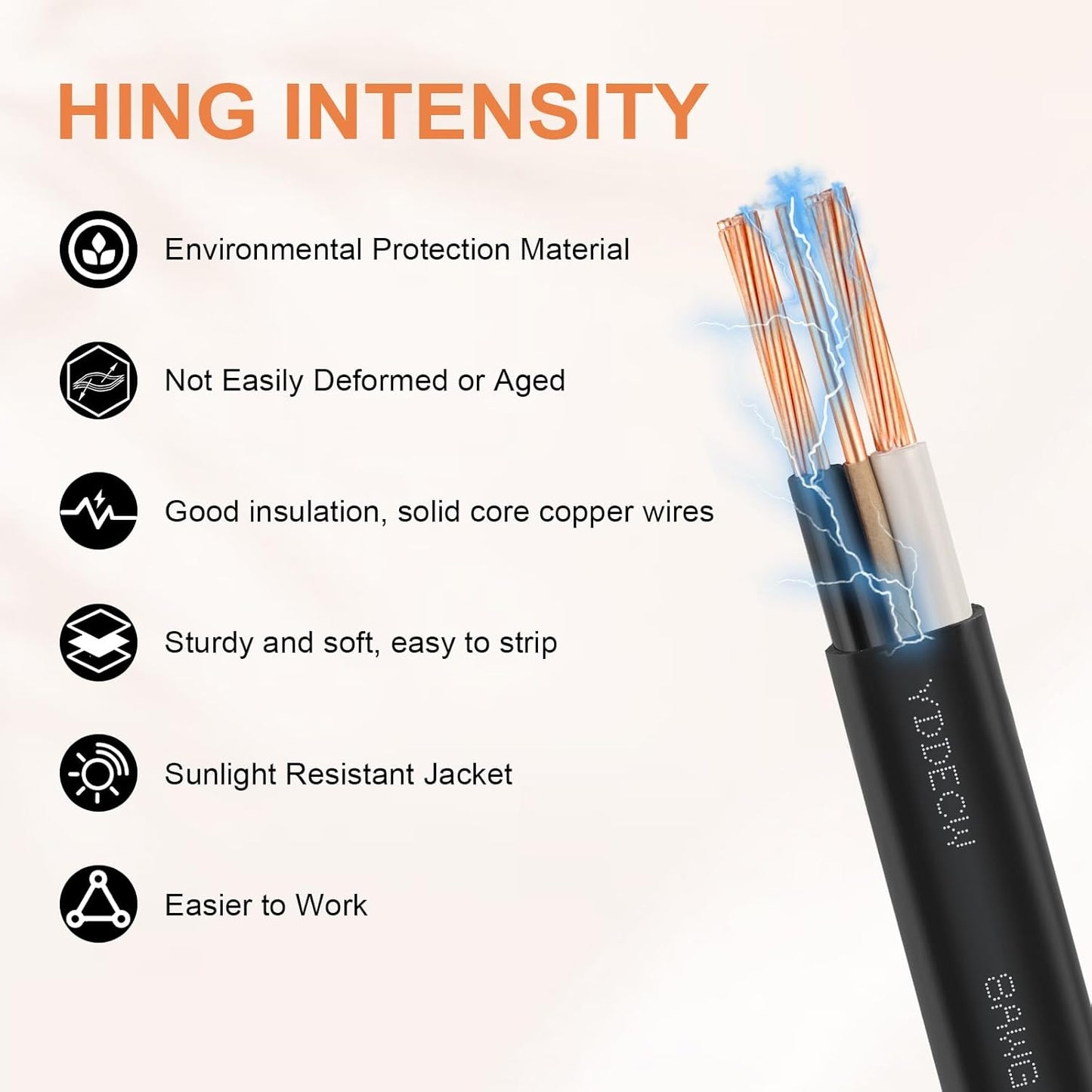 14 Gauge NM-B Wire with Ground - 50FT Pure Copper Indoor Electrical Cable for Outlets & Switches