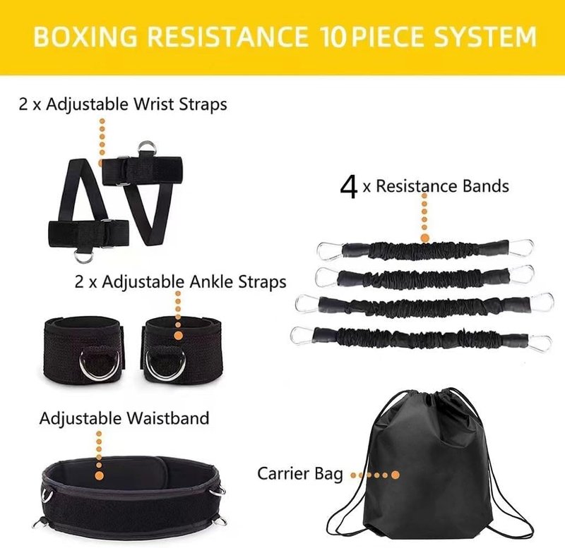 Ycendelion Boxing Resistance Bands Set, Leg Power and Agility Speed Trainer for Men and Women Full Body Home Gym Workout Punch Pro with Belt, Ankle, Kicking for MMA