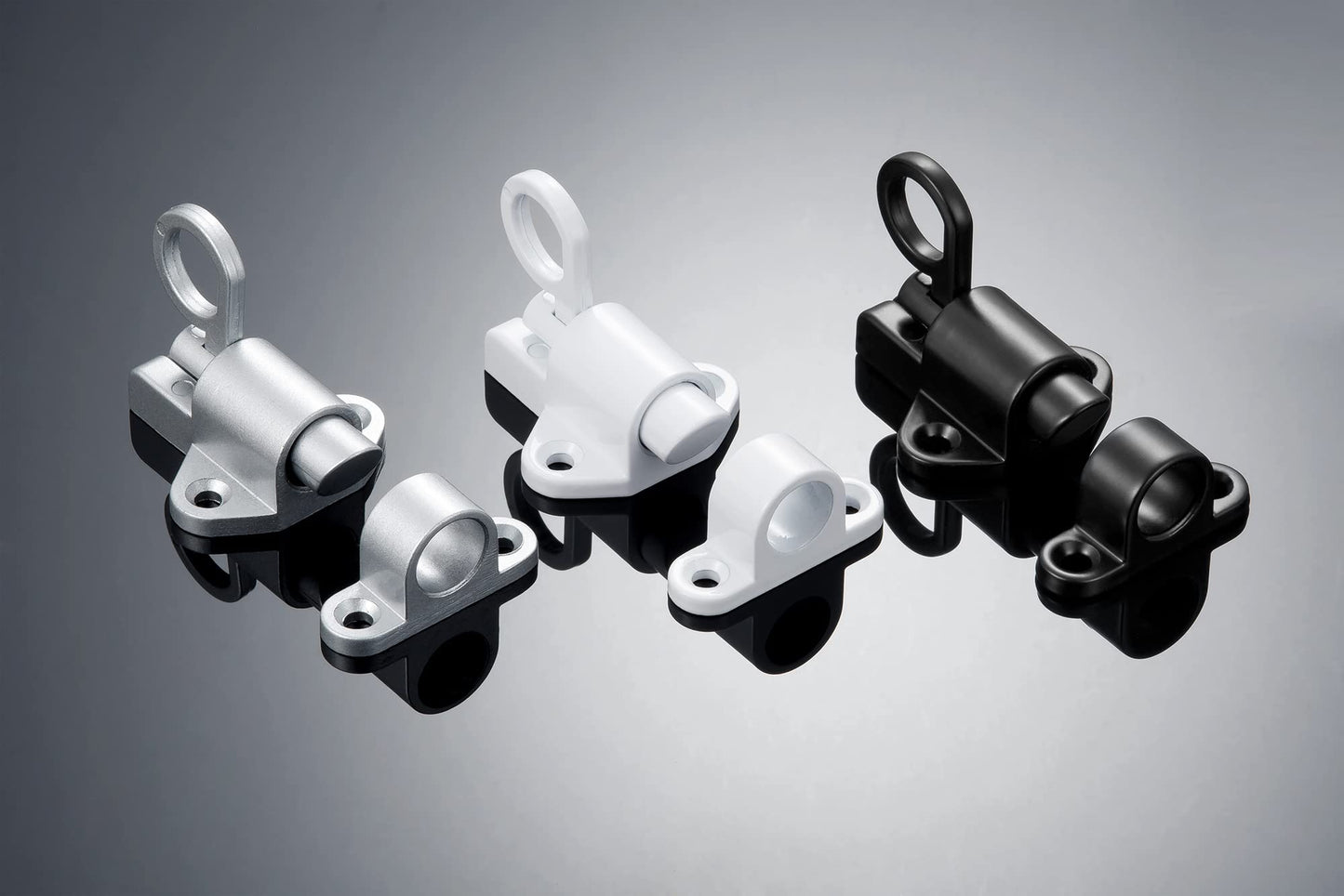 INIRET 3 Packs Self-Closing Latches,Black Spring Door Lock,Resilient Bolt Latch Aluminum Alloy Safety Automatic Spring Barrel Slide Door Lock with Screws,Used for Gate,Window and Cabinet etc…