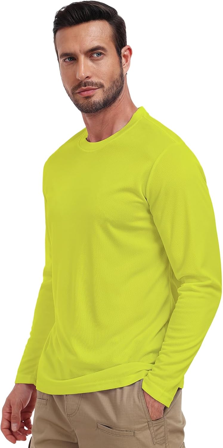 Men's UPF 50+ Long Sleeve Tee Shirts UV Sun Protection Quick Dry Tee Shirt Swim Athletic Running Workout