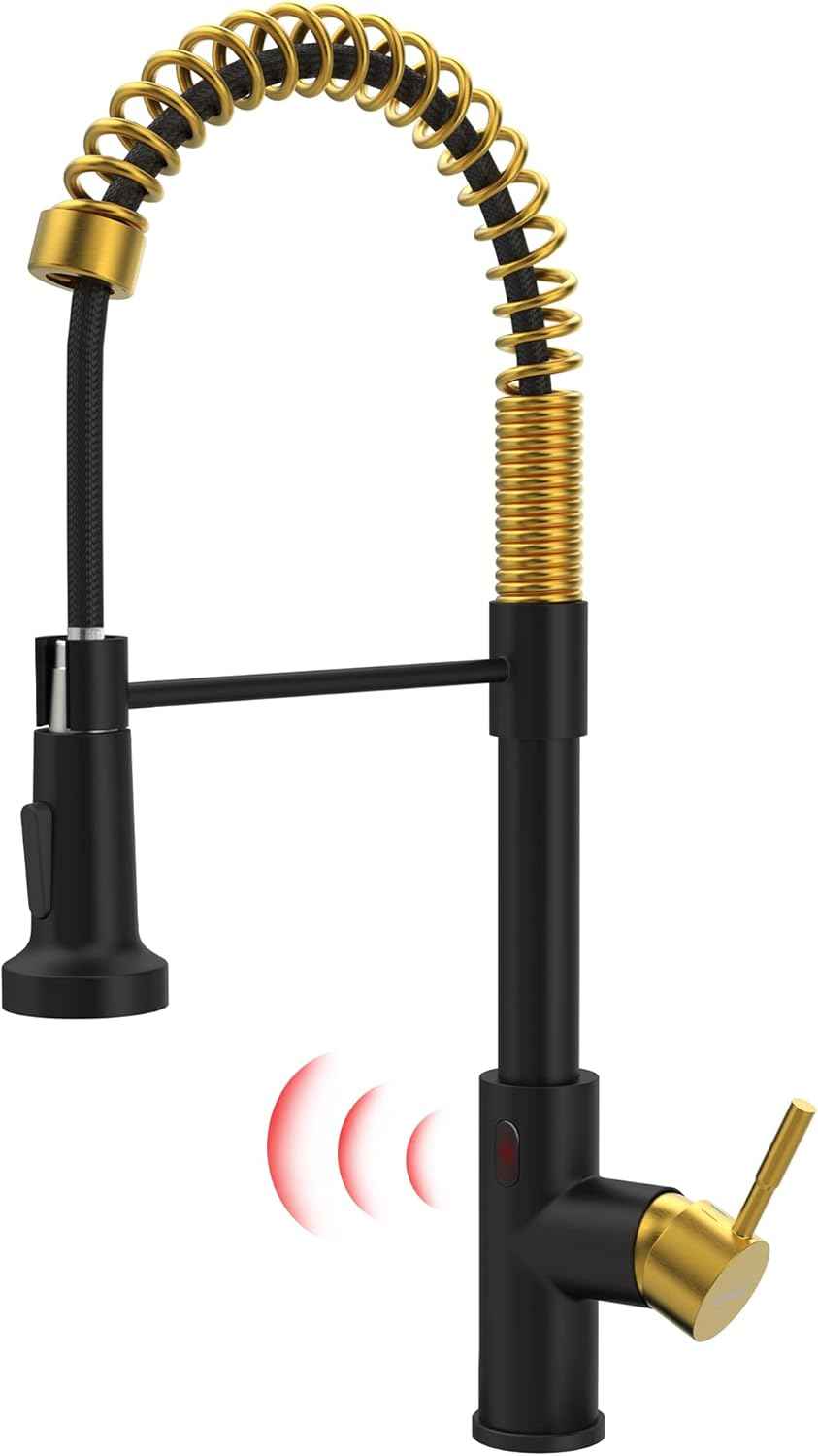 Matte Black Kitchen Faucet with Soap Dispenser - Commercial Single Handle Pull Down Sprayer