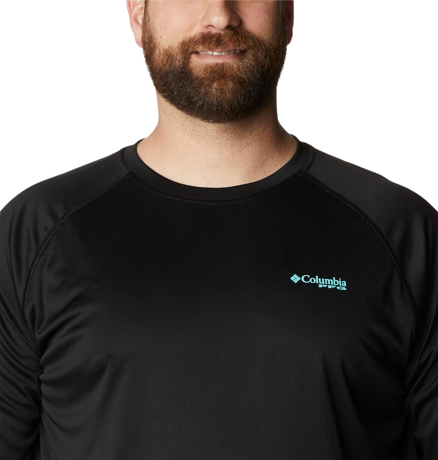 Columbia Men's PFG Terminal Tackle Long Sleeve Fishing Shirt, Black/Gulf Stream Logo, 4X Tall