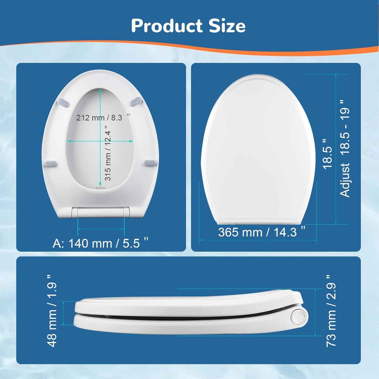 Soft Close Oval Toilet Seat Replacement with Non-Slip Bolts & Bumpers - Fits Kohler, American Standard, TOTO - Easy One-Click Release, White