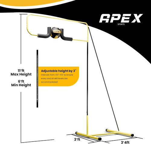 Apex Sports Volleyball Spike Trainer - Adjustable Solo Practice Station with Durable 25lb Base | Indoor/Outdoor Training Aid for All Skill Levels