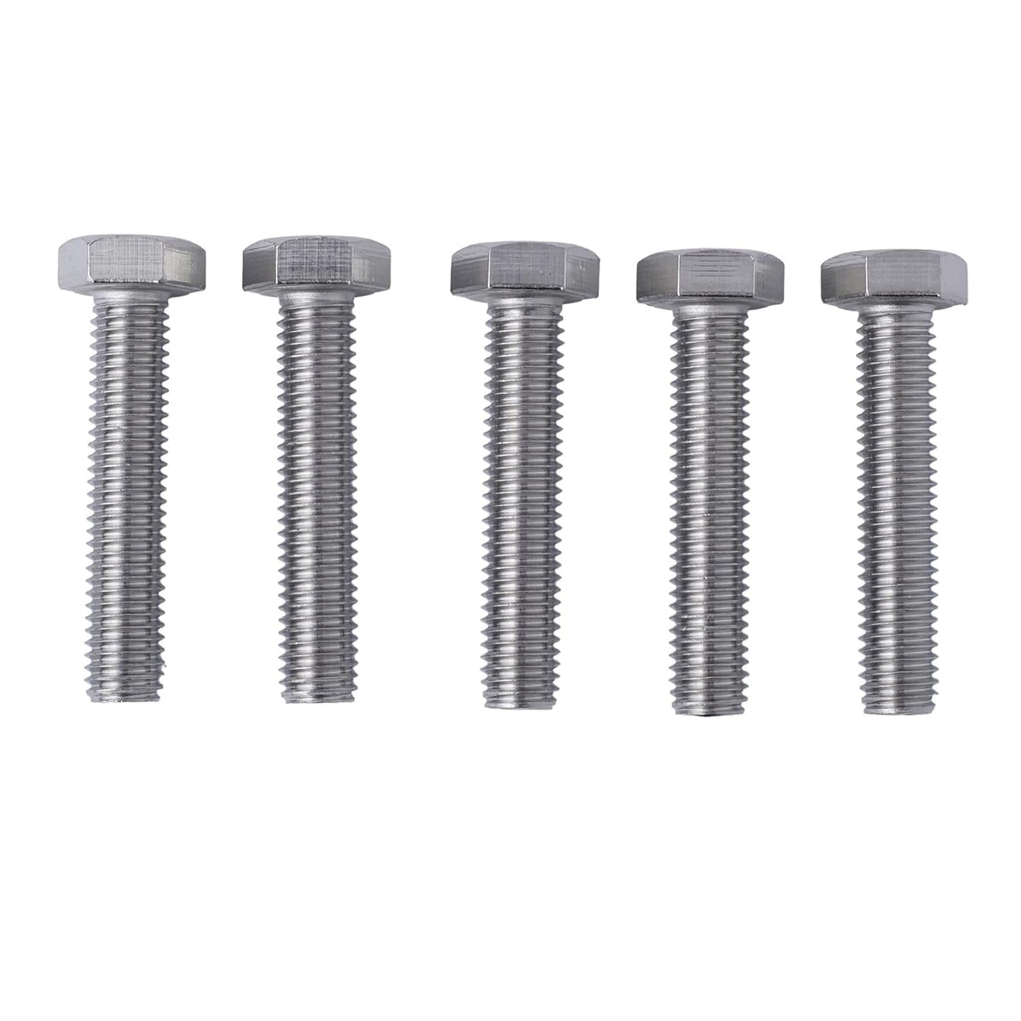 5PCS/Lot M10x1.0 Fine Thread Hex Head Rod Bolts - Din933 Standard Size: Thread Diameter: M10 - Length: 50mm - Thread Pitch: 1mm (Silver Color, Material: Stainless Steel)