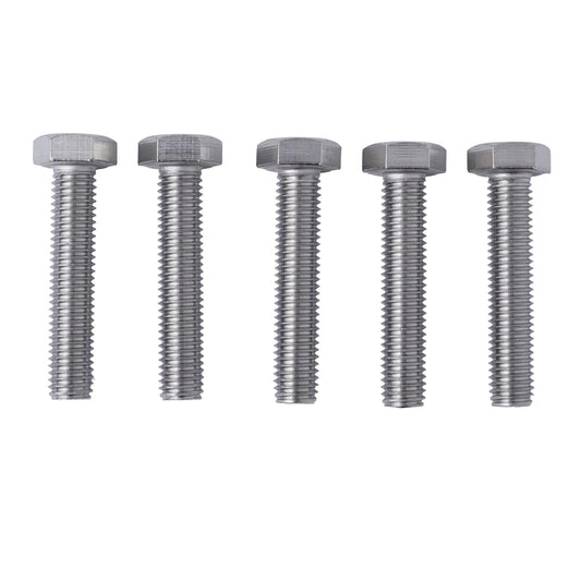 5PCS/Lot M10x1.0 Fine Thread Hex Head Rod Bolts - Din933 Standard Size: Thread Diameter: M10 - Length: 50mm - Thread Pitch: 1mm (Silver Color, Material: Stainless Steel)