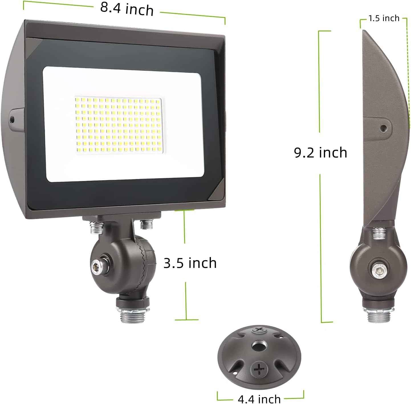 80W LED Flood Light - Waterproof Outdoor Security Light, 9600LM, 5000K Daylight, Knuckle Mount Included