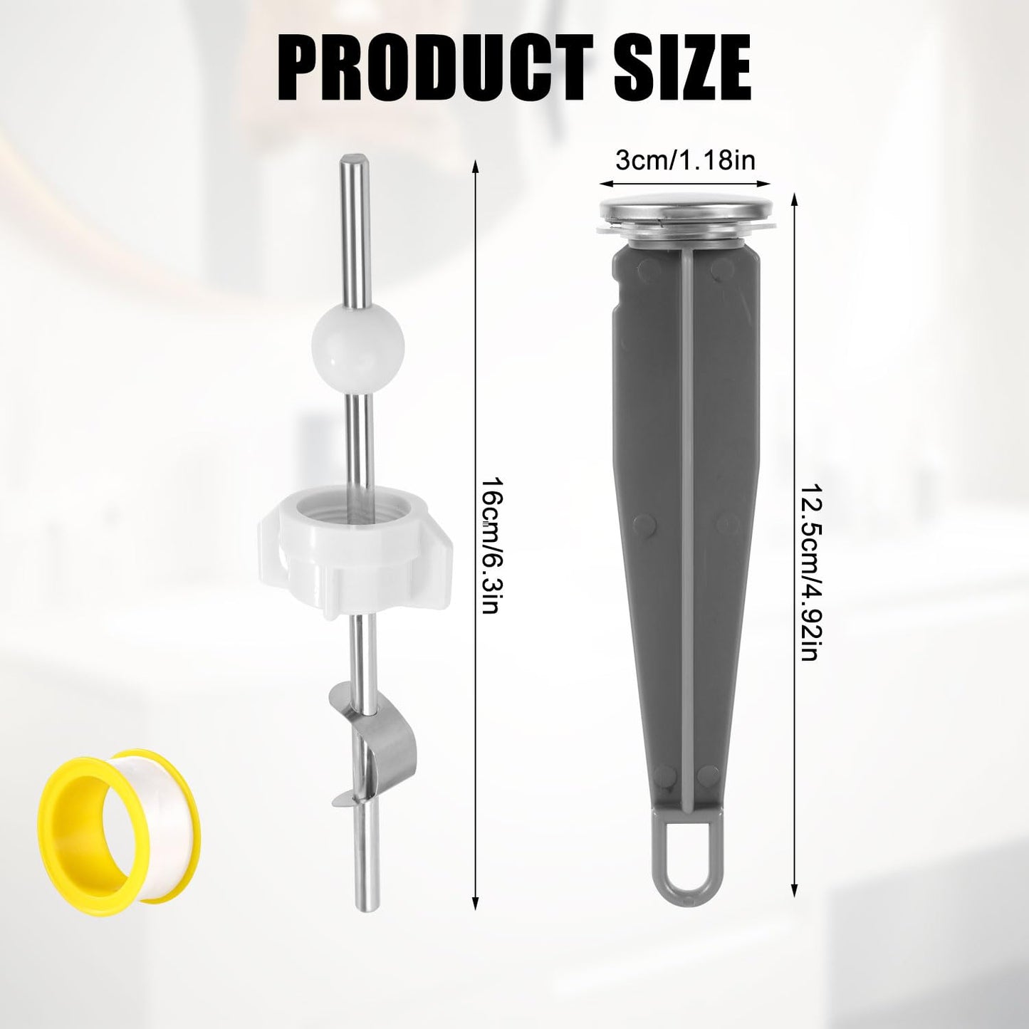 Pivot Rod Bathroom Sink Pop Up Stopper Compatible with 88994 Moen Drain Components Kit, Lavatory Pop Up Center Assembly Parts with Teflon Tape for Price Pfister & Other Popular Brands