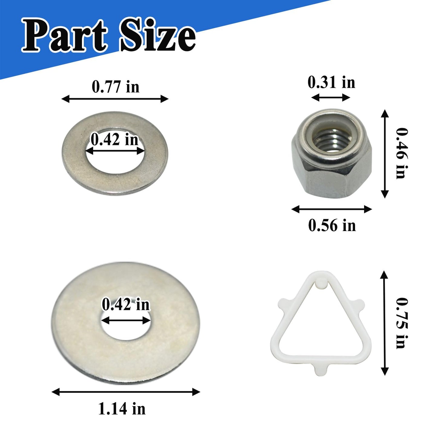 2 Sets W10359271 Dryer Front Drum Support Roller Shaft, Replaces for WPW10359271, 1878662, AP6020388, 387460, 3399508, 8575324, PS11753707, with W11236646 Washer and W10512946 Tri-Ring Retainers
